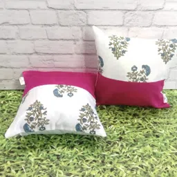 Pink Parrot White & Pink Ethnic Motifs Square Cushion Covers-image-62
