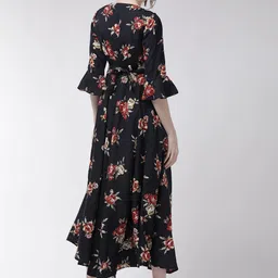 Moda Rapido Floral Print Flared Sleeve Crepe A-Line Maxi Dress image 3