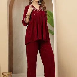 Stylum Embroidered V-Neck Tunic & Trousers Co-Ords image 4