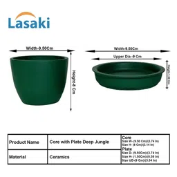 LASAKI Green Ceramic Handmade Planter With Plate image 3