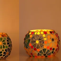 1ST TIME White & Red 2 Pieces Textured Glass Candle Holders-picture-17