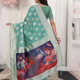 Astita Floral Woven Design Zari Saree With Unstitched Blouse image 3