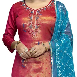 HERE&NOW Embellished Unstitched Dress Material image 4