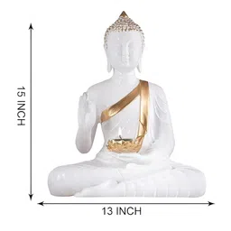 Zart White Buddha Idol Showpiece image 3