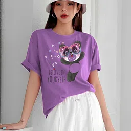 kintu parantu Women Graphic Printed Regular Fit T-shirt-image-10