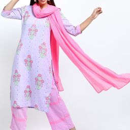 Vishudh Women Floral Printed Regular Kurta with Palazzos & Dupatta-picture-12