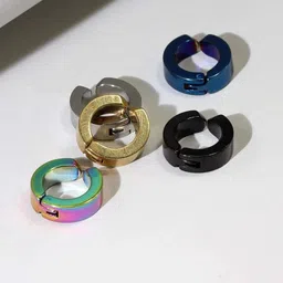 The Roadster Lifestyle Co. Men Set Of 5 Stainless Steel Hoop Earrings image 4