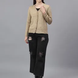 Cantabil Women Cable Knit Cardigan-image-3