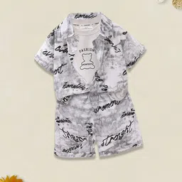 FOREVER FRIDAY Boys Printed Shirt Collar Pure Cotton Shirt with Shorts-picture-54