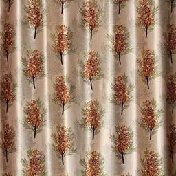 GEET CREATIONS Coffee Brown & Green Set of 3 Floral Room Darkening Long Door Curtain image 3