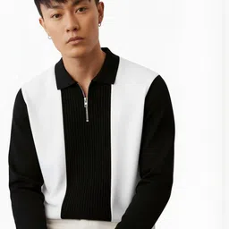 Try This Colourblocked Polo Collar Monochrome Regular Fit T-shirt-picture-37