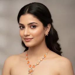 saadgallery Orange Butterfly Jewellery Set-picture-21