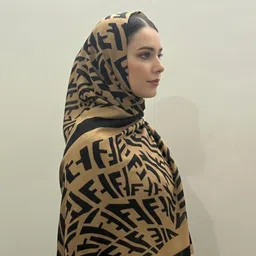 hijab Printed Viscose Women Brown Faux Turtleneck Neck Cover, Scarf, Bluetooth Scarf, Fancy Scarf, Stole image 2