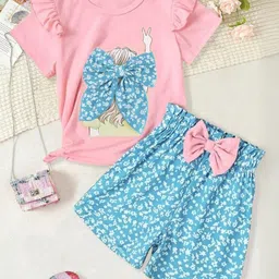 INCLUD Girls Floral Printed T-shirt with Shorts-picture-29