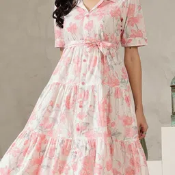 SHEETAL Associates Floral Printed Crepe Fit & Flare Midi Dress image 2