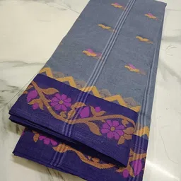happy creation Woven Jamdani Handloom Cotton Blend Saree-picture-23