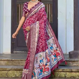 Sangria Bandhani Printed Saree With Blouse image 3