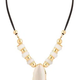 SANAA CREATIONS Gold-Plated Oval Artificial Beaded Pendant with Chain-picture-19