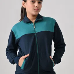 BAESD Girls Spread Collar Colourblocked Lightweight Bomber Jacket-image-86