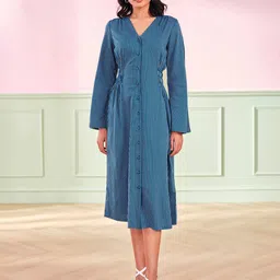 AND Women Striped V-Neck A-Line Dress-picture-37