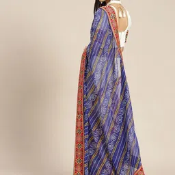 DIVASTRI Embellished Embroidered Pure Georgette Half and Half Bandhani Saree image 5
