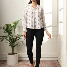 FITHUB Geometric Print Cotton Shirt Style Top image 3