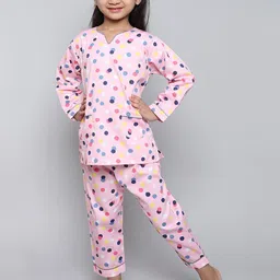 Little Clothings Girls Polka Dots Printed Regular Night suit-image-99