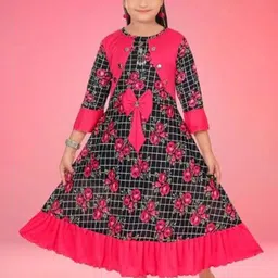 JUHI FASHIONS Floral Print Organic Cotton A-Line Maxi Dress-picture-37