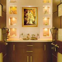 ADA Handicraft Gold-Toned & Green Shree Radhe krishna Wooden Wall Photo Frame image 3