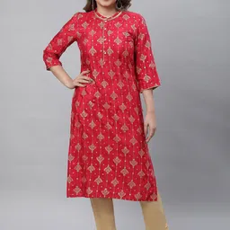 AURELIA Women Ethnic Motifs Printed Thread Work Kurta-picture-25