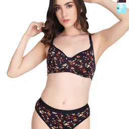 Liigne Pack Of 2 Floral Printed Everyday Padded Bra Pure Cotton Lingerie Set-picture-27