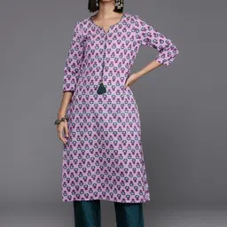 KSUT Floral Printed Sequinned Cotton Straight Kurta-picture-18