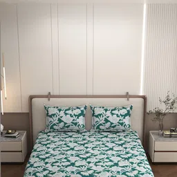 BELVOSTUM Green Floral 250 TC Bedsheet with 2 Pillow Covers-picture-32