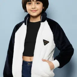 Aarika Girls Colourblocked Woollen Bomber Jacket-picture-39
