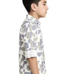 CHARCHIT Boys Comfort Slim Fit Geometric Printed Spread Collar Cotton Casual Shirt image 5