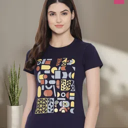 Dreambe Women Pack of 2 Typography Printed Round Neck Cotton Regular Fit T-shirts-picture-23