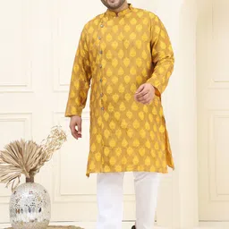 SOJANYA PLUS Men Ethnic Motifs Regular Thread Work Kurta with Pyjamas-picture-35