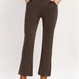 Global Republic Women Textured Slim Fit Mid-Rise Wrinkle Free Trousers image 1