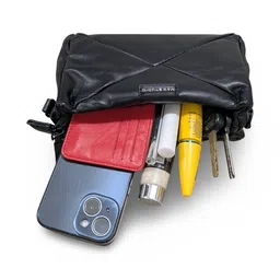 GLOSSY Textured PU Sling Bag with Quilted image 4