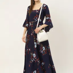 DressBerry Floral Print Bell Sleeve Crepe A-Line Maxi Dress-picture-17