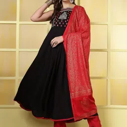 anouk rustic Anouk Women Embroidered Viscose Rayon Kurta Sets-picture-6