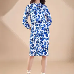MILOST Floral Printed High Neck Top With Skirt-image-65