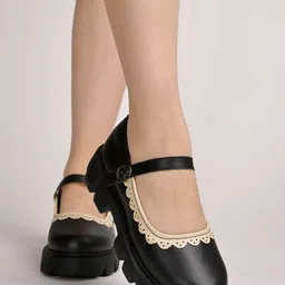 shoetopia Round Toe Black Mary Janes Bellies For Women & Girls For Women-picture-12