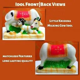 ansh authentic Lord Krishna with kamdhenu Cow Decorative Showpiece, Baby Krishna Idol Statue Decorative Showpiece - 8 cm image 2