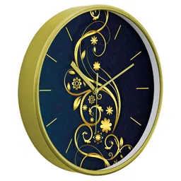 Myntra Elegant Homes Navy Blue & Green Textured Contemporary Wall Clock image 2