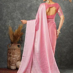 Satrani Pure Georgette Solid Saree image 4