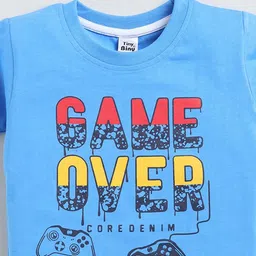 TINY BINY Boys Printed Round Neck Pure Cotton T-Shirt With Shorts image 4