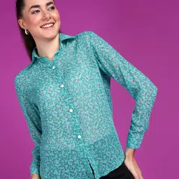 metronaut Women Regular Fit Printed Spread Collar Casual Shirt-picture-11