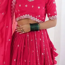 Siya Fashion Embroidered Semi-Stitched Lehenga & Unstitched Blouse With Dupatta image 5