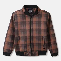 Blue Giraffe Boys Checked Bomber Jacket image 1